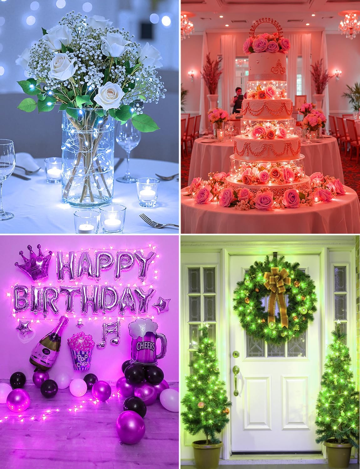 14 Pack 7FT 20 LED Battery Operated Silver Wire Firefly Starry Moon Lights for DIY Crafts, 6 Colors