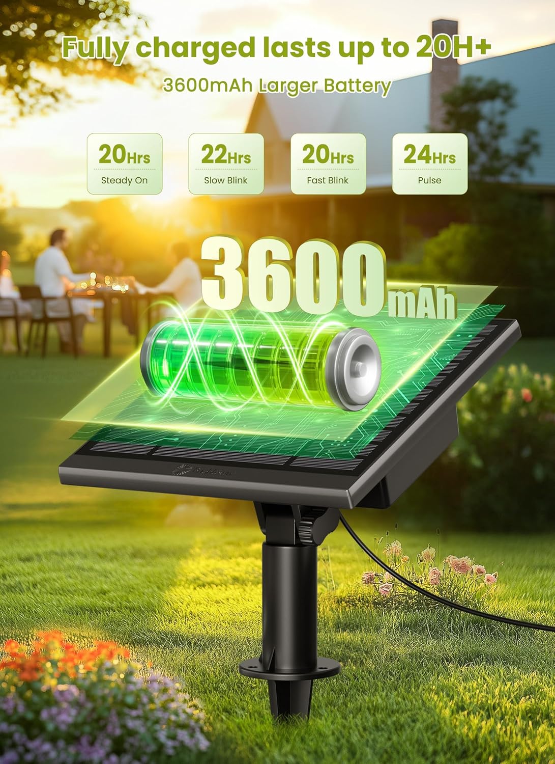 58FT Solar Powered G40 26 LED Bulbs String Lights with 3 Modes for Patio Garden Yard Outdoor