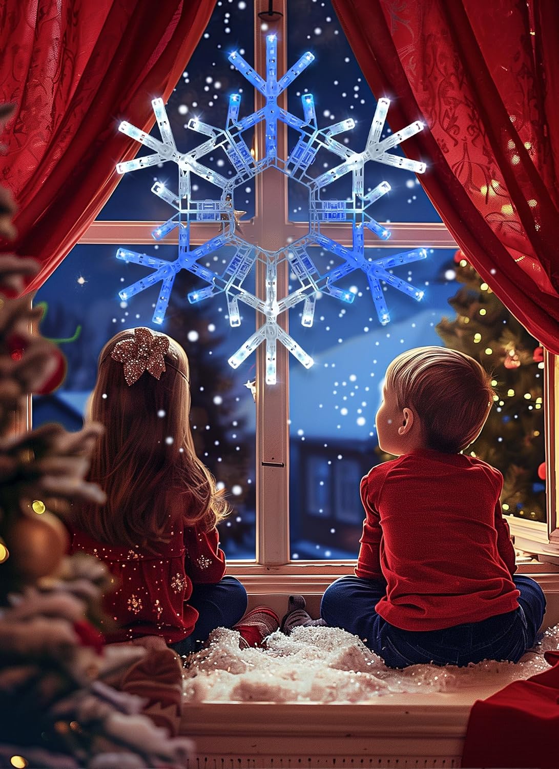 Christmas Snowflake Lights Outdoor Indoor, Multi-Size (20"/36") Multi-Color Folding LED Hanging Lights