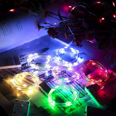 12 Pack 7FT 20 LED Battery Operated Silver Wire Firefly Starry Moon Lights for DIY Crafts, Blue