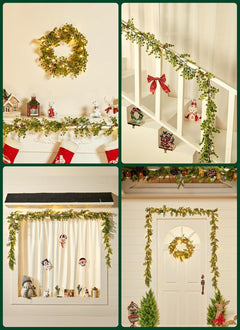 Christmas Garland with Lights, Battery Operated, 6 Ft 20 LED Lighted Pine Leaves Garland, 2 Pack