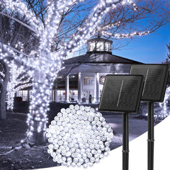 Solar String Lights - 1/2 Pack, 144FT, 400 LEDs, Pure White