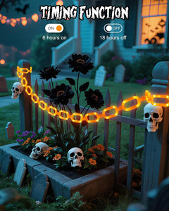 Halloween Orange String Lights - 10ft Battery Operated, 8 Modes, Waterproof - Indoor/Outdoor Decor