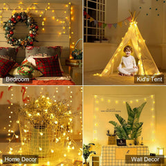 33ft 100 LED Plug in Crystal Globe Fairy String Lights with Remote, 8 Modes, Warm White