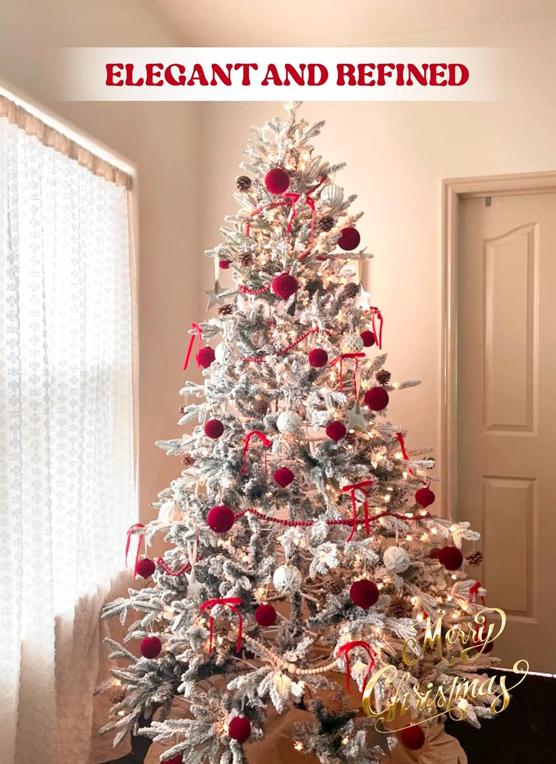 Red Velvet Ornaments Bows for Christmas Tree Ribbon - 30 Pcs Christmas Decorations Rustic Crafts Gift Bows, Door Garland Decor Home（5 x 7 Inch）