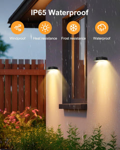 6 Pack Solar Powered Warm White & Cool White & 7 RGB Colors Fence Deck Lights for Patio Porch Garden
