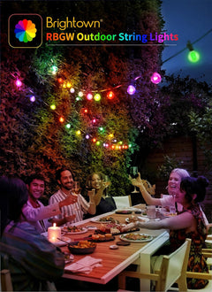 29ft Plug In RGBW G40 12 LED Bulbs String Lights for Patio Garden Cafe Wedding Deck