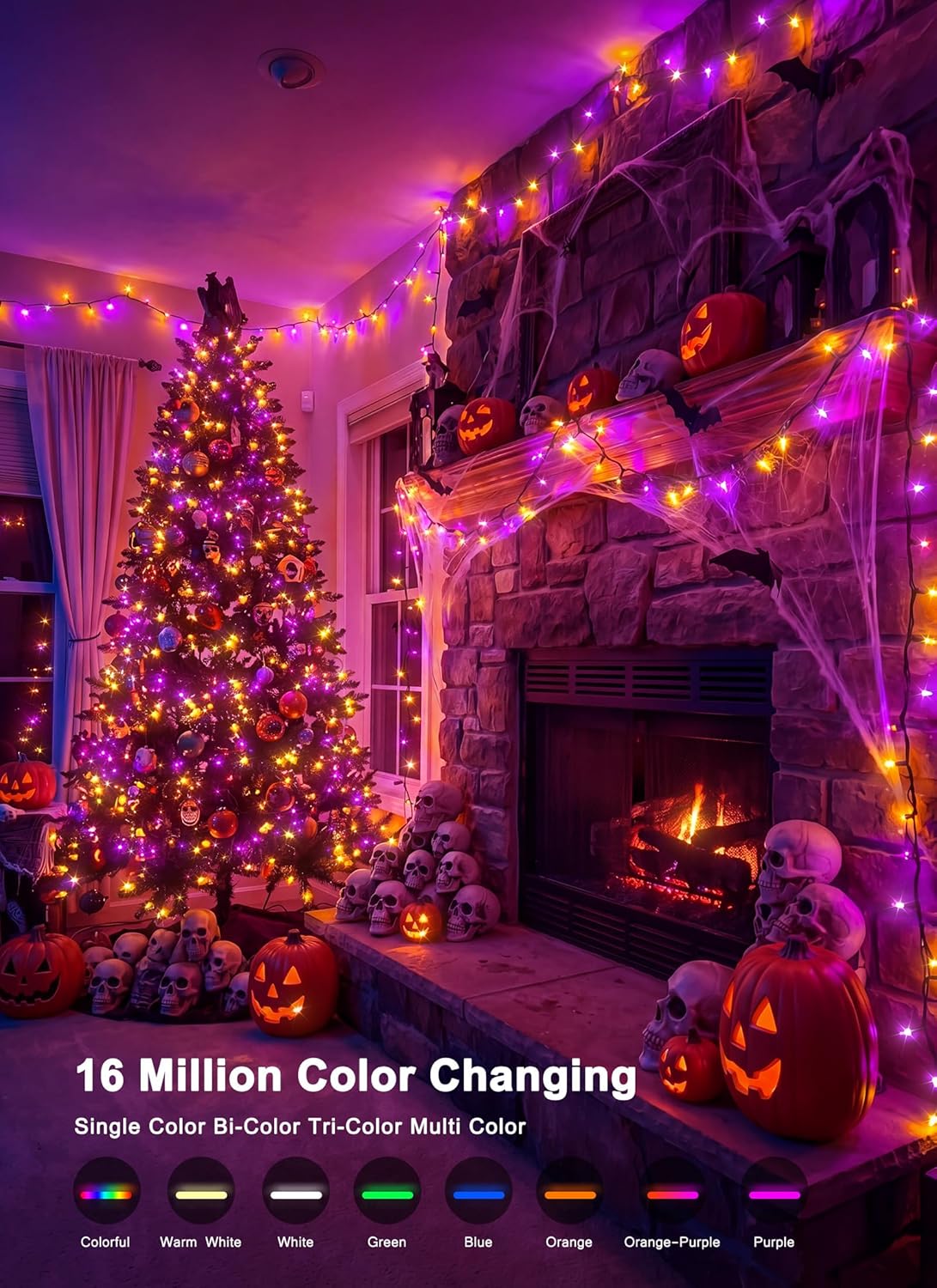 82ft 250LED Smart Color Changing Christmas Halloween Tree Lights, Smart App & Timer