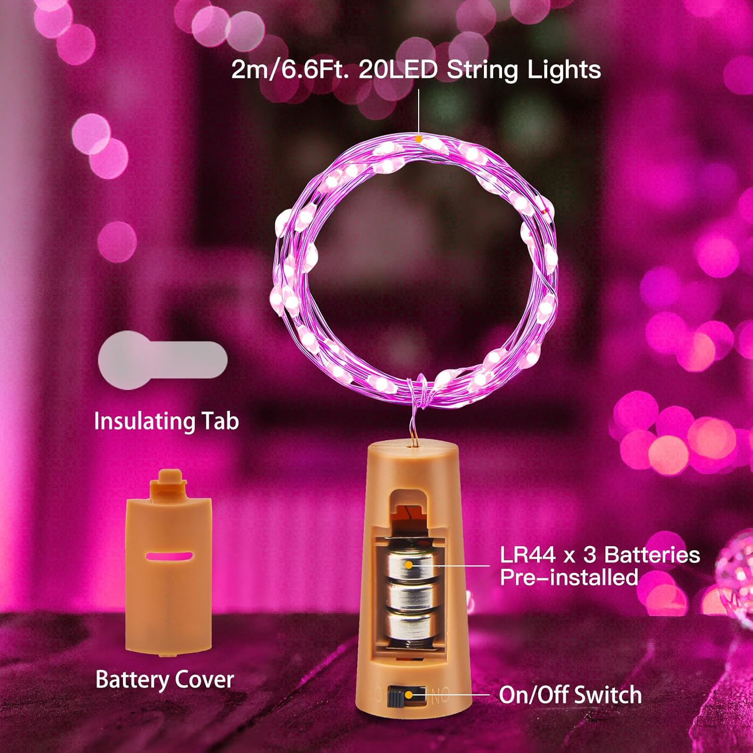 10 Pack 20 LEDs Waterproof Wine Bottle Cork Lights Mini Fairy Lights for Wedding Party DIY Decor