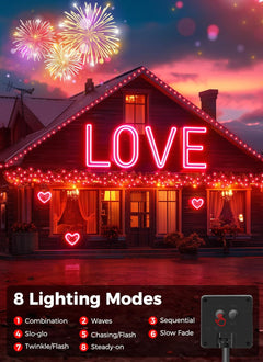 Solar String Lights - 4 Pack, 160FT, 400 LED Red, Christmas