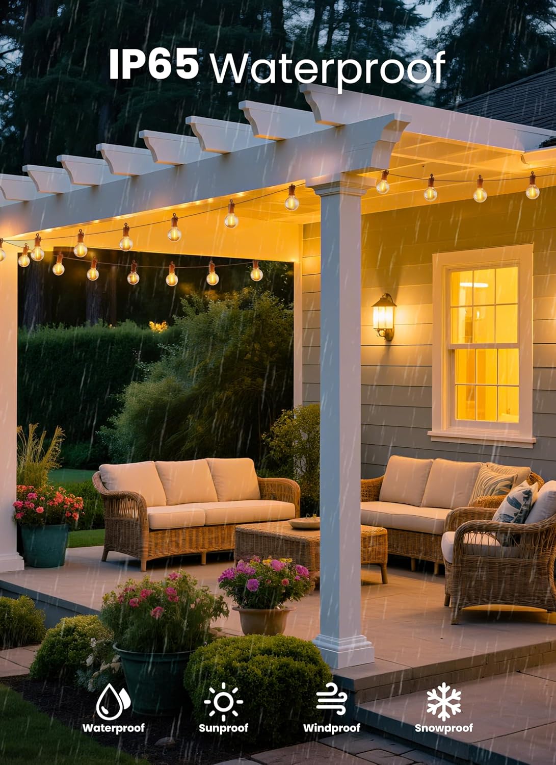 150FT G40 75 LED Bulbs String Lights for Patio Garden Cafe Wedding Deck Decor