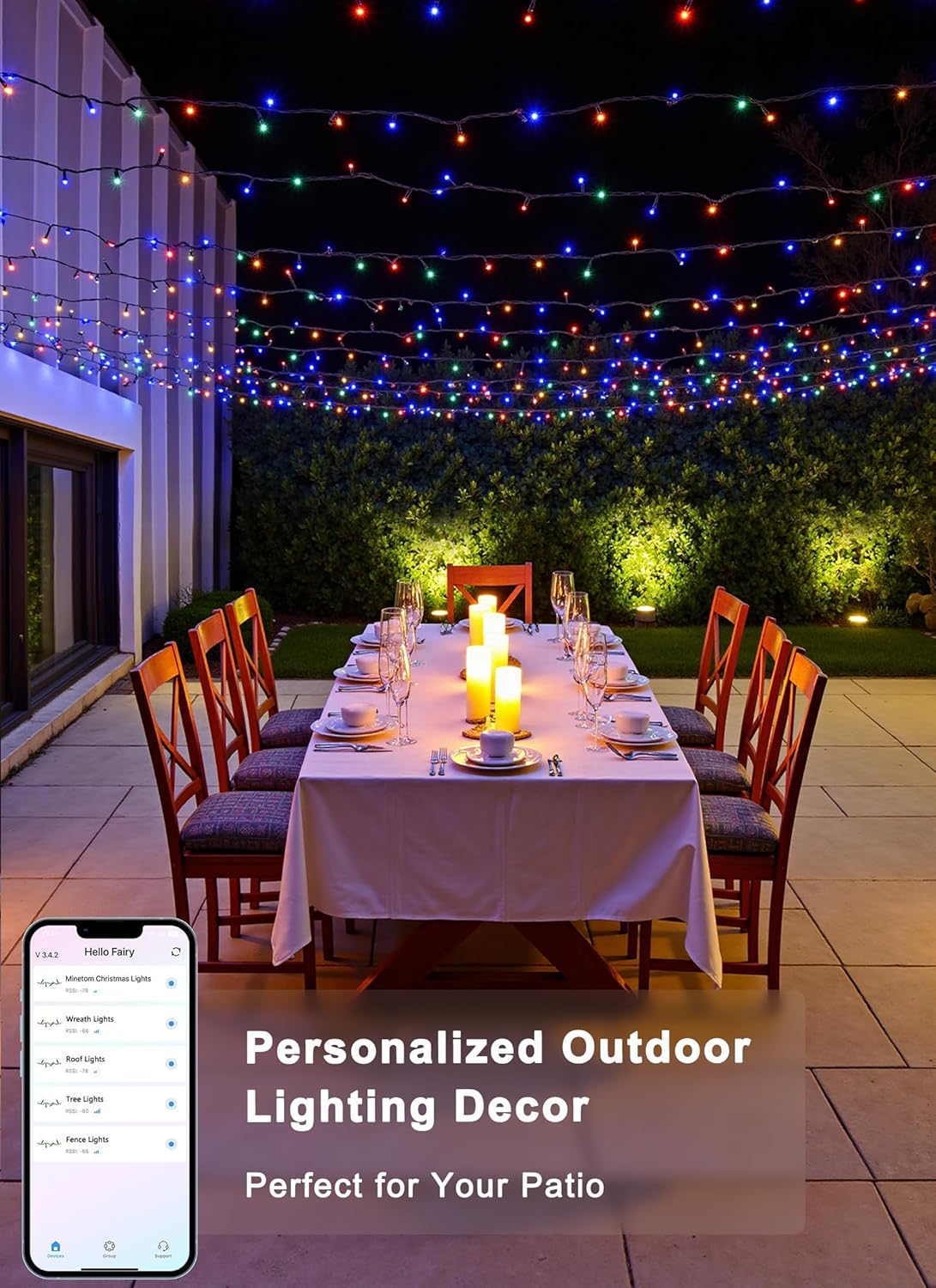 82FT 250LED Smart RGB String Lights, App Controlled, Dimmable, Waterproof
