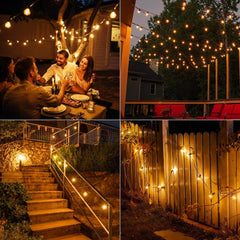 50ft Connectable Patio Lights with 52 G40 LED Plastic Bulbs (2 Spare) for Backyard Bistro Balcony Porch Party Wedding, E12, 2200K, Black