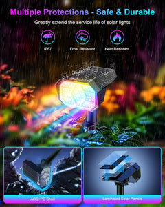 Solar RGB Spot Lights Outdoor - 4 Pack Color Changing Landscape Lights