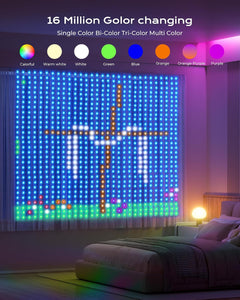 6.6x6.6ft Plug in 400 RGB LED Color Changing Smart Curtain Fairy Lights with Remote for Bedroom Window