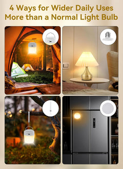 2 Pack E26 Rechargeable 2300mAh Light Bulbs with Remote for Lamps, Timer & 12 Colors
