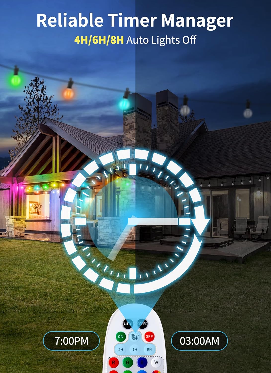 29ft Plug In RGBW G40 12 LED Bulbs String Lights for Patio Garden Cafe Wedding Deck