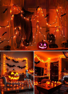 10Ft 50 LED Plug in Mini Bulbs String Light for Halloween Haunted House Party, Orange