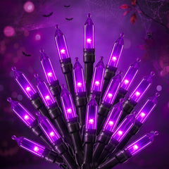39Ft 100 LED Plug in Mini Bulbs String Light for Halloween Haunted House Party, Purple