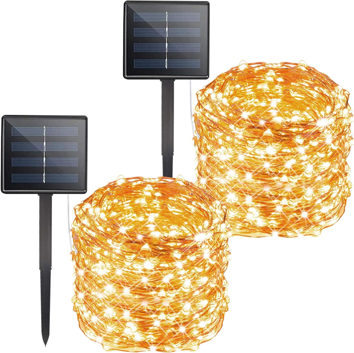 2 Packs Total 132Ft 400 LED Solar Powered Fairy String Lights with 8 Modes for Patio Christmas, Warm White