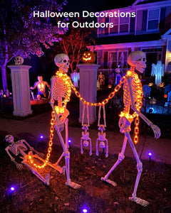 2Pack 10ft Battery Operated 88 Led Chain Orange Lights with 8 Lighting Modes for Halloween Decorations