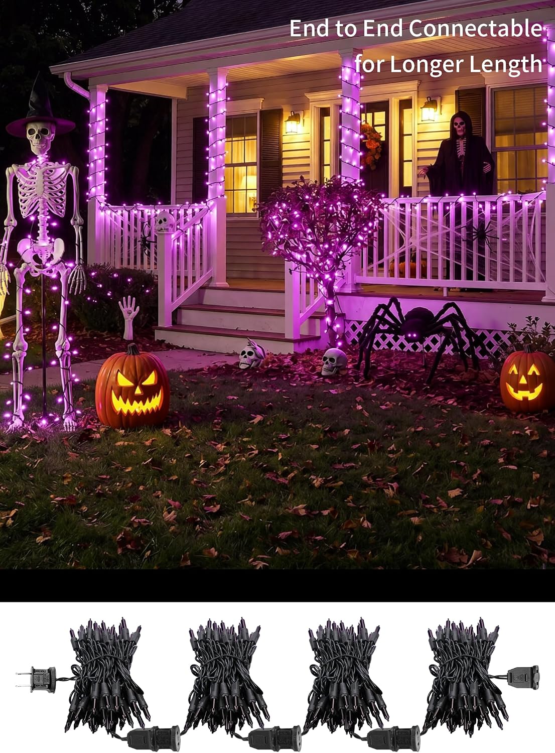 10Ft 50 LED Plug in Mini Incandescent Bulbs String Light for Halloween Haunted House Party, Purple