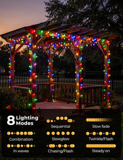 50 LED Flowers Solar String Lights for Garden Yard Fence Patio, 8 Modes, Multicolor