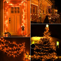 39FT Plug in 100 LED Mini Orange Lights for Halloween Party Haunted House, 8 Modes