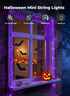 20Ft 100 LED Plug in Mini Incandescent Bulbs String Light for Halloween Haunted House Party, Purple
