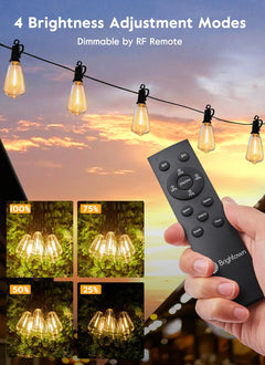 38FT Solar Powered 16+1 LED ST38 Bulbs String Lights Outdoor, 3 Light Modes