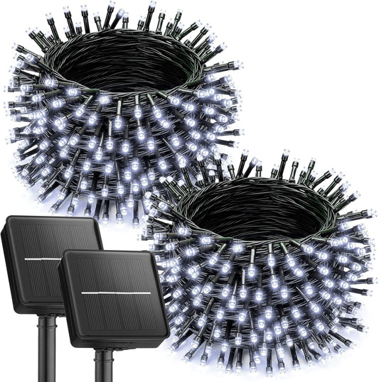 2Pack 46Ft 120 LED Solar Powered String Lights Outdoor for Garden Yard Patio Party Decor, Pure White