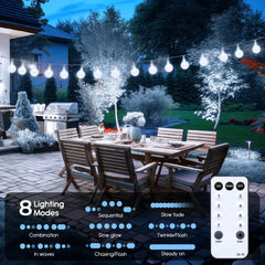 33ft 100 LED Plug in Crystal Globe Fairy Lights with Remote for Bedroom Tent, 8 Modes, White