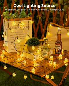 36FT Solar Powered 60 LED Crystal Globe String Lights for Garden Yard Porch Decor, Warm White