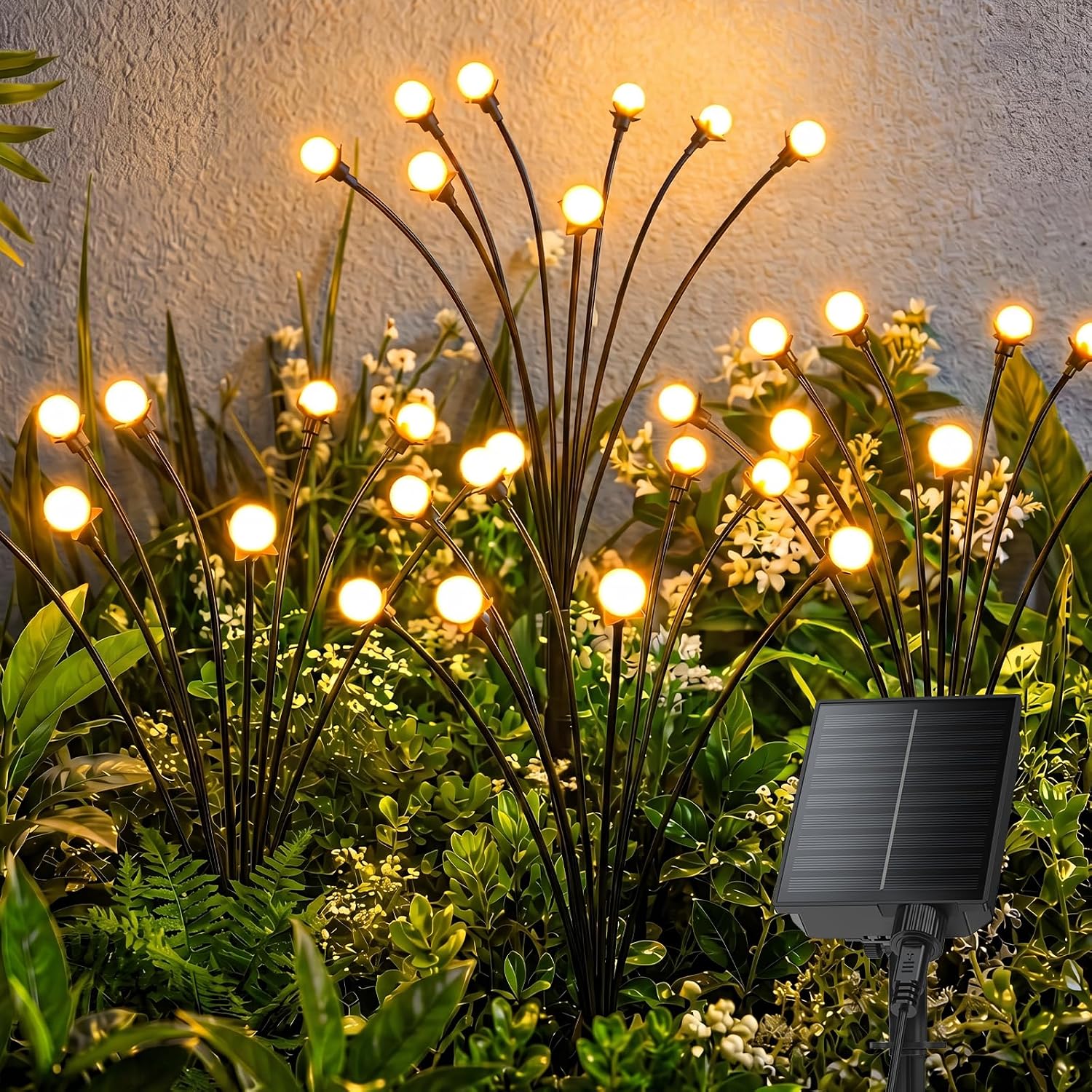 12 Pack 96 LED Firefly Solar Powered Stake Lights for Garden Yard Pathway,Warm White