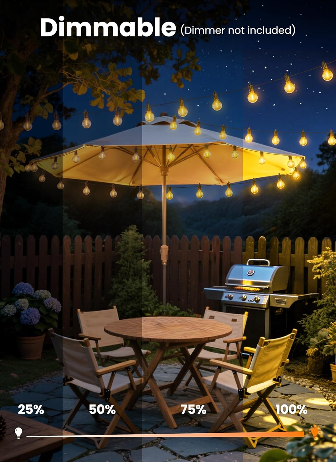 150FT G40 75 LED Bulbs String Lights for Patio Garden Cafe Wedding Deck Decor