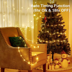 2 Pack Battery Operated Christmas Lights - 66FT 200 LED Rope Lights