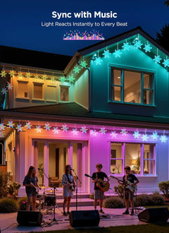 Smart Christmas Snowflake Lights, 24ft 192LED with 16 Drops Outdoor Icicle Lights with APP Control &amp; Music Sync