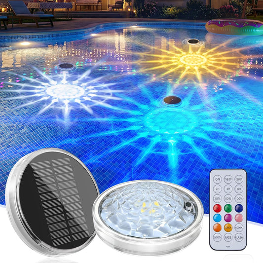 Solar Powered Floating Pool Lights for Pools Bathtub, RGBWW, 12 Light Effects, Long Lasting