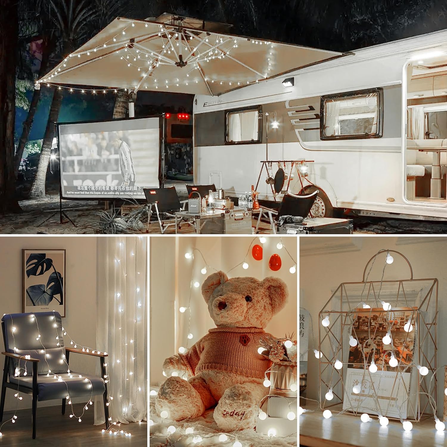 21FT 60 LED Battery Operated Globe Fairy Lights with Remote, 8 Modes, Cool White