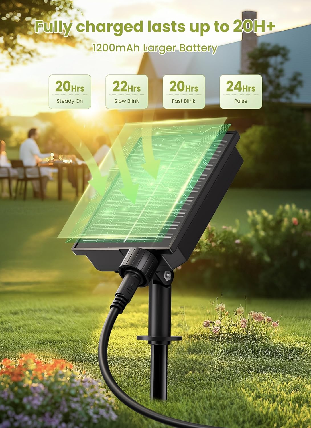 58FT Solar Powered G40 26 LED Bulbs String Lights for Patio Garden Cafe Wedding Deck