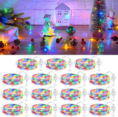 14 Pack 7FT 20 LED Battery Operated Silver Wire Firefly Starry Moon Lights for DIY Crafts, Multicolor