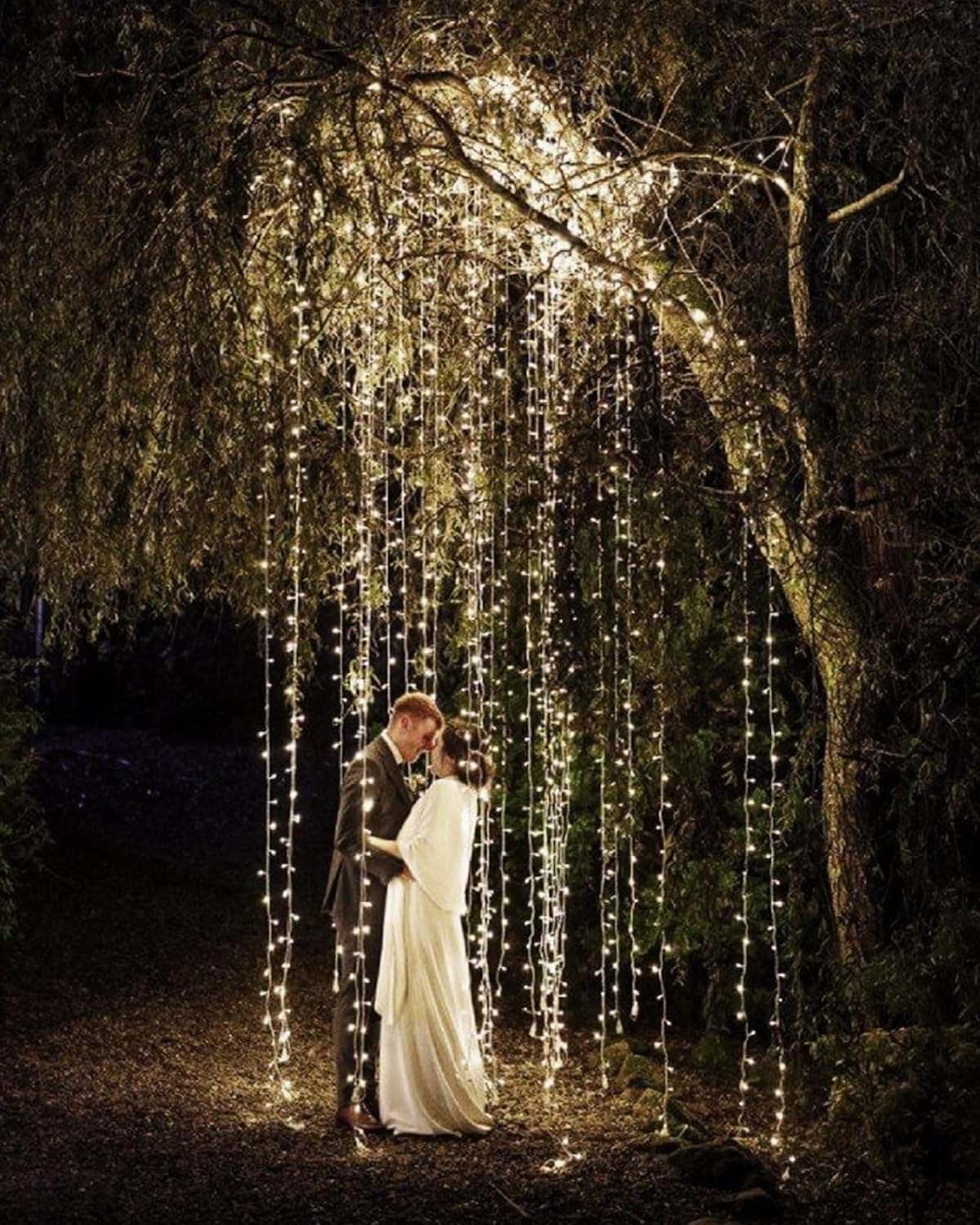 Pure White 5ft 60 LED Battery Operated Silver Wire Firecracker Cluster Lights