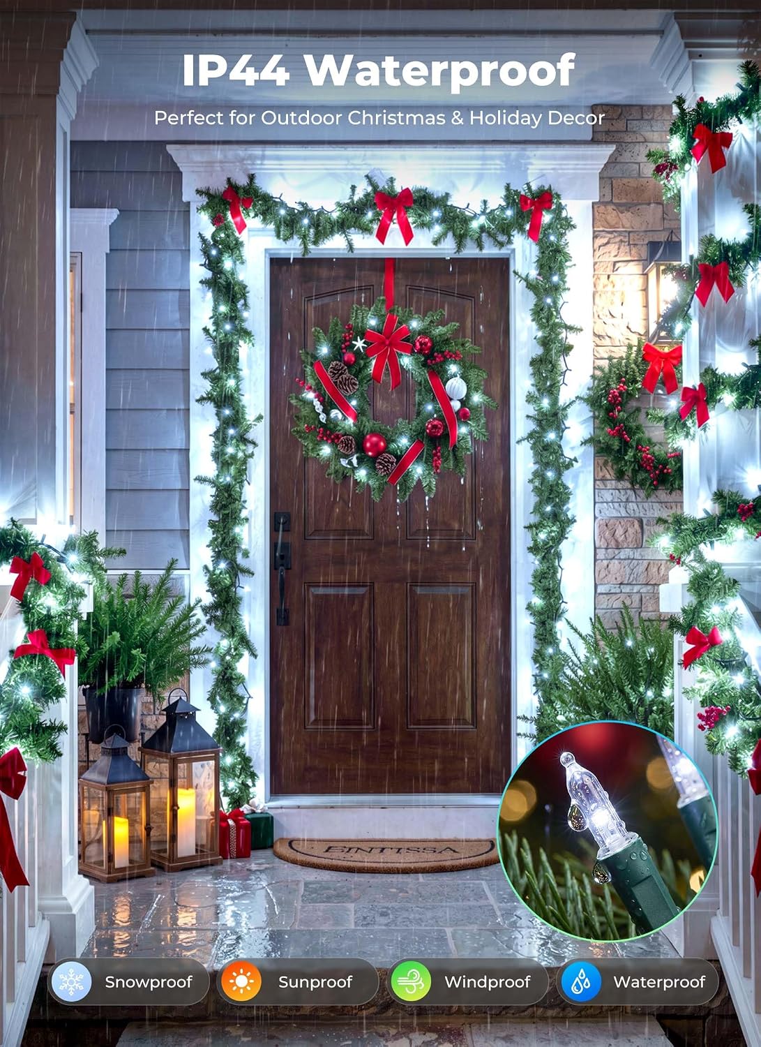 32ft 100 LED Plug in Mini String Lights for Christmas Party Holiday Xmas Decoration, Cool White