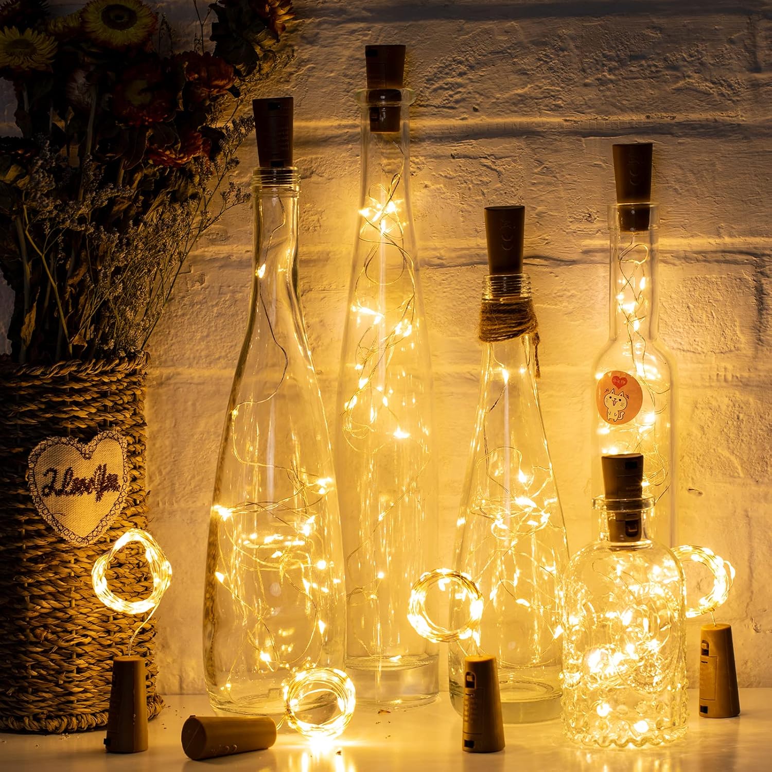 10 Pack 20 LEDs Waterproof Wine Bottle Cork Lights Mini Fairy Lights for Wedding Party DIY Decor
