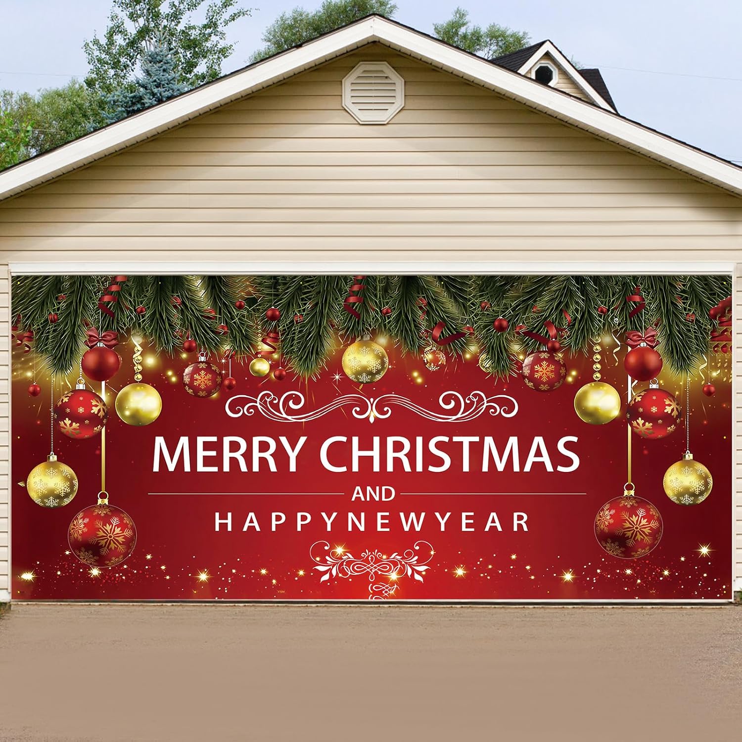 7x16ft Merry Christmas Garage Door Decoration Banner