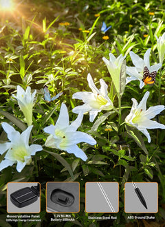 Solar Garden Lights - 4 Pack, LED Lily, Waterproof, White