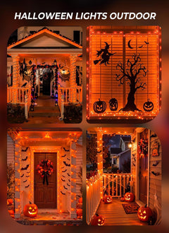 33FT Plug in 100 LED Mini Orange Lights for Halloween Fall Party Haunted House, 8 Modes