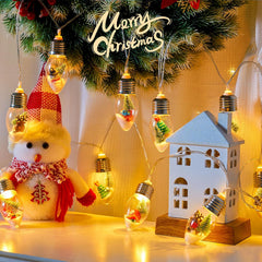 7.5Ft Battery Operated 10 C9 Christmas Snow Globe String Lights with Tree & Snow & Cute Ornaments