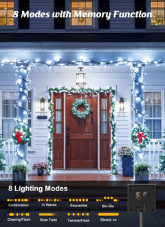 2 Pack Total 80FT 200 LED Solar Powered String Lights with 8 Modes for Christmas Tree, Cool White