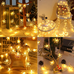 39 FT 100 LED Solar Powered Christmas Snowflake String Lights with 8 Modes, Warm White